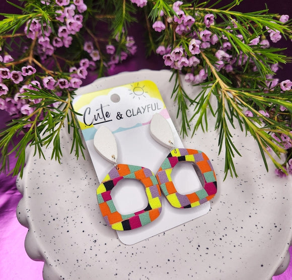 'Wicked Fun Land' Chequered Organic Rounded Dangles