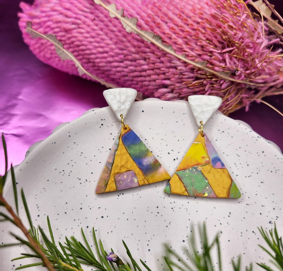 Golden Pastel Opal - Triangles