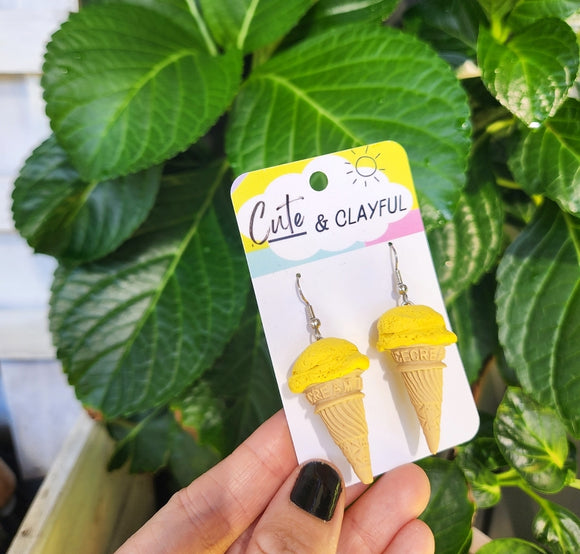 Lemon Ice Cream Cone Dangles