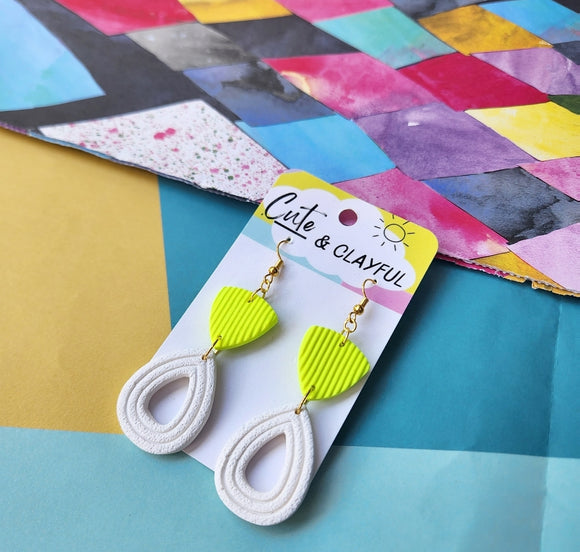 Fluro yellow tear drop hook dangles