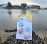 Shell Dangles. Light Blue Stud tops