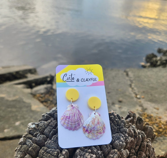 Shell Dangles - Yellow stud tops