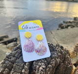 Shell Dangles - Yellow stud tops
