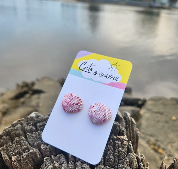 Shell Studs - Purple speckles