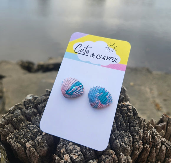 Shell Studs - Blue and purple swirls