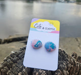 Shell Studs - Blue and purple swirls