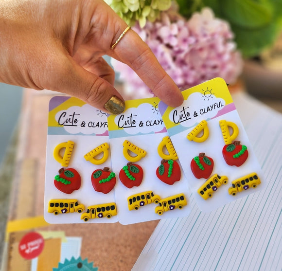 Teacher School stud pack - Ruler, Apples and Bus