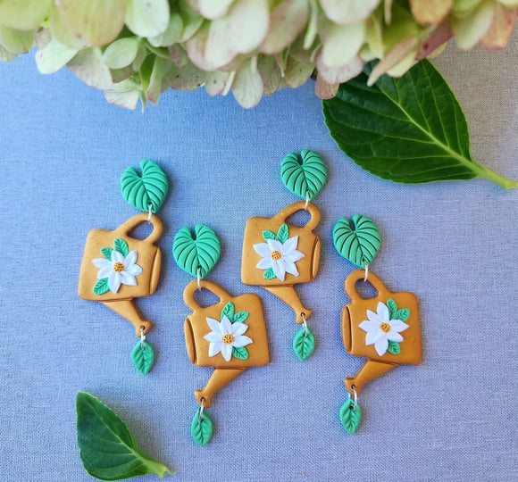 Golden Floral Watering Can dangles