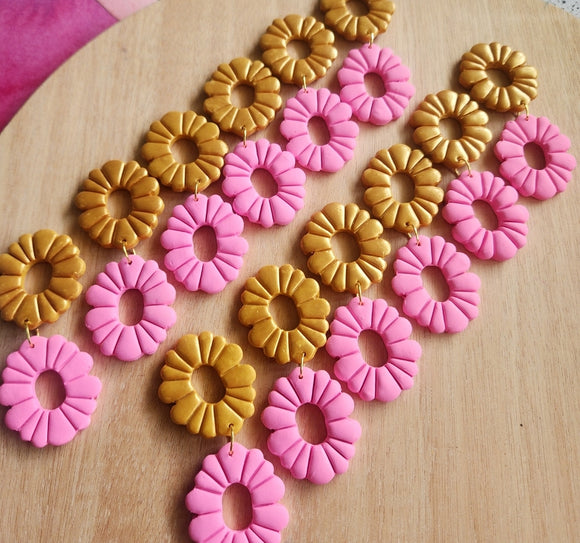 Eliza dangles- Golden shimer and bright pink