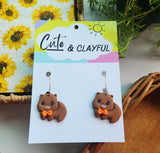Wally The Wombat Hoop Dangles- Orange Bowtie