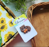 Wally The Wombat Pin with orange bowtie