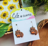 Wally The Wombat Hoop Dangles- Orange Bowtie