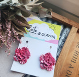 Metalic Red Shimmer Flower Hoops