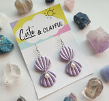Pearl drop Clam Shell Dangles - Light Purple
