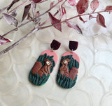 Squiggles The Squirrel Dangles - long oval shape with stud tops