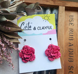 Deep Red Flower Hoops