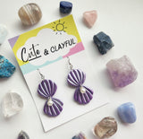 Pearl drop Clam Shell Dangles - Deep Purple