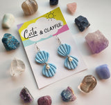 Pearl drop Clam Dangles - Baby blue