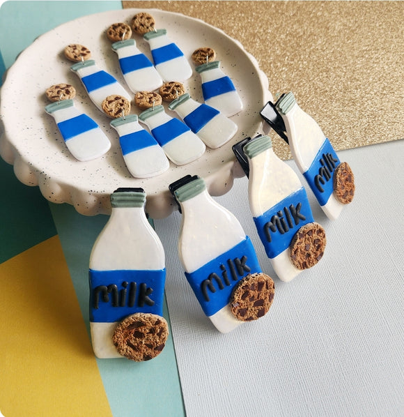 Milk bottle with cookie Hair clip