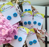 Mini Scrunchie Studs - Metalic Blue