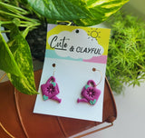 Leafy Watering Can Dangles- Purple, Hoops