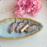 Chocolate Iced Finger Buns with coconut flakes