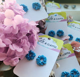 Mini Scrunchie Studs - Metalic Blue