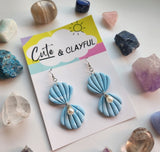 Pearl drop Clam Dangles - Baby blue