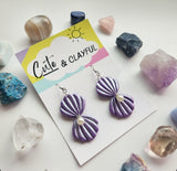 Pearl drop Clam Shell Dangles - Deep Purple