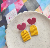 Heart Rainbow Arches. Yellow and Pink
