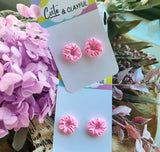 Mini Scrunchie Studs - Bright Pink