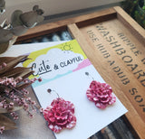Metalic Red Shimmer Flower Hoops