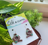 Leafy Watering Can Dangles - Brown, Hoops