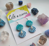 Pearl drop Clam Shell Dangles- 2 shades of blue