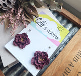 Burgundy Flower Hoops