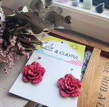 Deep Red Flower Hoops