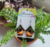 Bird House Dangles-Brown House with Orange Birds
