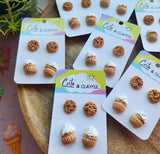 Clayful Sweet Treat Stud Packs - Chocolate Chip cookies and Vanilla cupcakes
