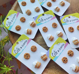 Clayful Sweet Treat Stud Packs - Chocolate Chip cookies and Vanilla cupcakes