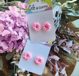 Mini Scrunchie Studs - Bright Pink