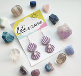 Pearl drop Clam Shell Dangles - Light Purple