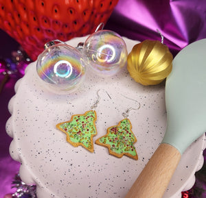 Christmas Tree Iced and Sprinkled biscuit - Hook dangles