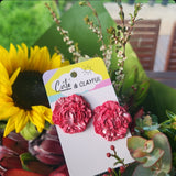Metalic Red Peony statement studs