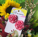 Metalic Red Peony statement studs
