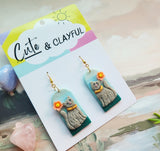 Grey kitties hooks dangles and single flower