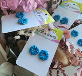 Mini Scrunchie Studs - Metalic Blue