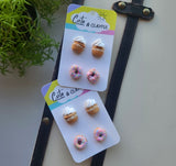 Clayful Sweet Treat Stud Packs - Vanilla Cupcakes and Strawberry Sprinkle Donuts