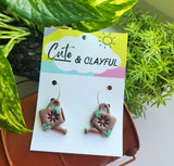Leafy Watering Can Dangles - Brown, Hoops