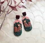 Squiggles The Squirrel Dangles - long oval shape with stud tops