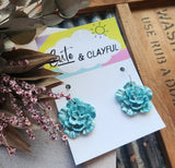 Blue Flower Hoops